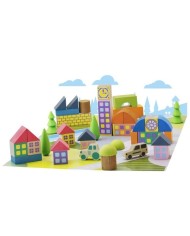 Minivillage - 40 pièces -  Hêtre massif avec un tapis de jeu