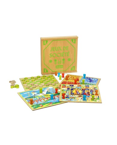 Coffret de jeux de société - plateaux en bois