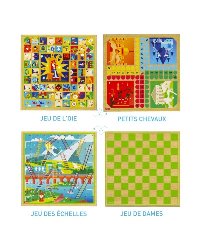 Coffret de jeux de société - plateaux en bois
