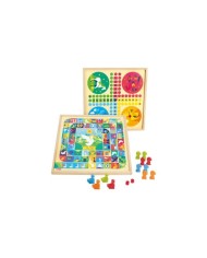 Jeux de l'oie et petits chevaux - plateau encadrement en bois