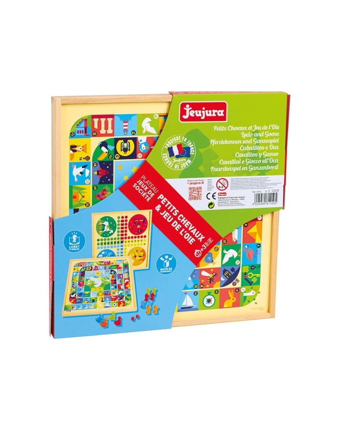 Jeux de l'oie et petits chevaux - plateau encadrement en bois