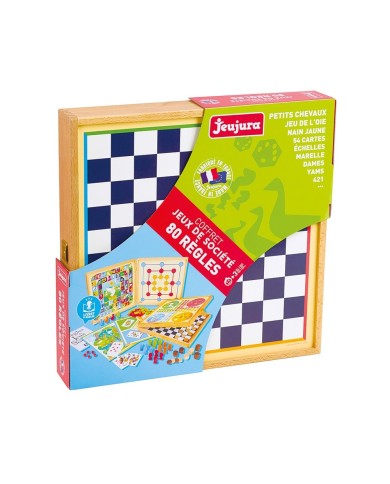 Coffret de Jeux classiques - 80 règles - pions en bois Coffret de Jeux classiques - 80 règles - pions en bois