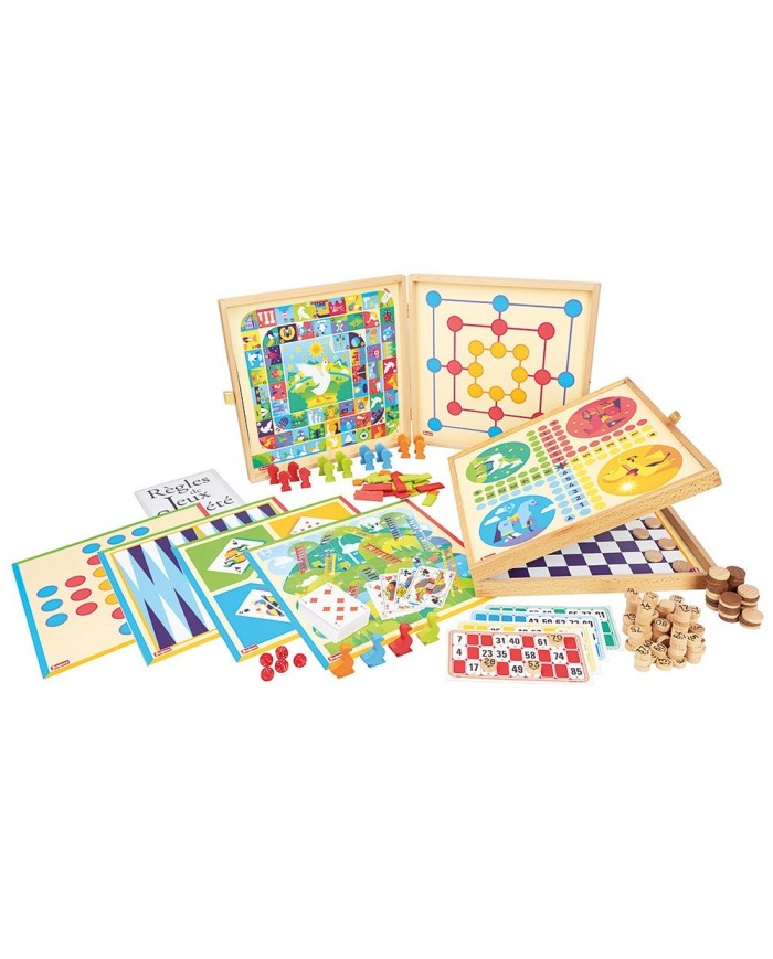 Coffret de Jeux classiques - 150 règles - pions en bois