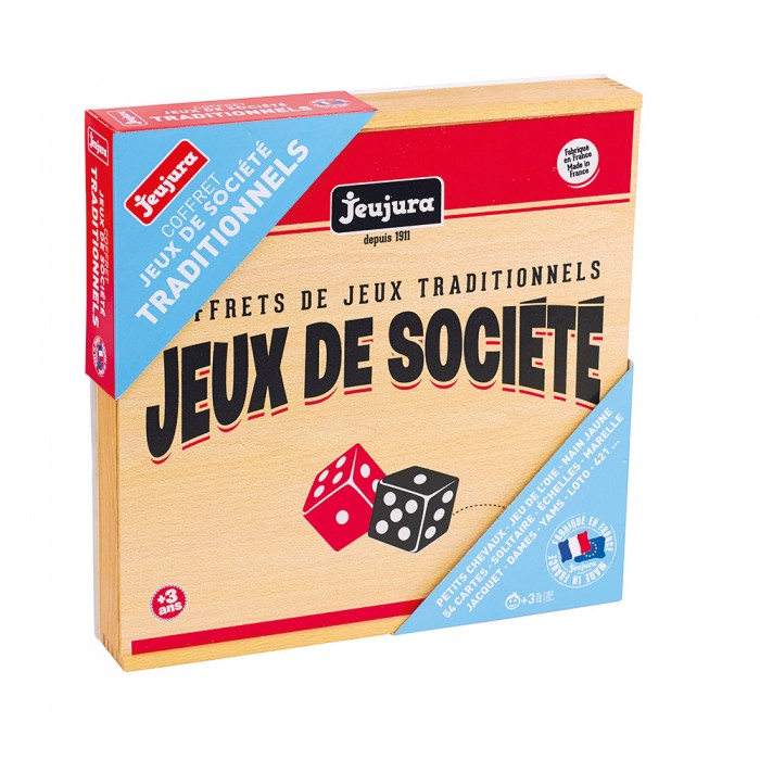 Coffret de jeux de société traditionnels - en bois produit en France