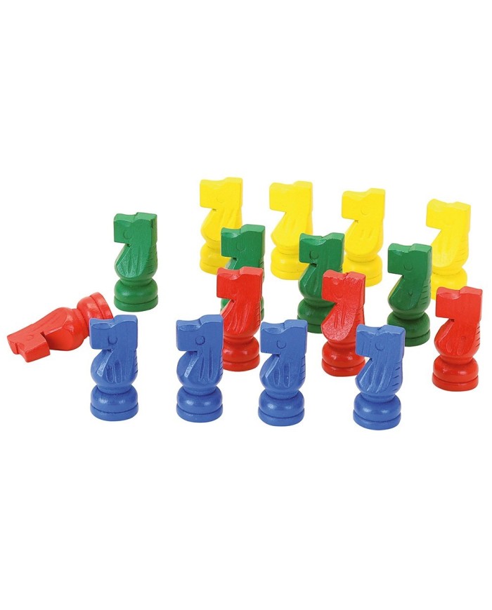 16 Petits chevaux en bois - Blister