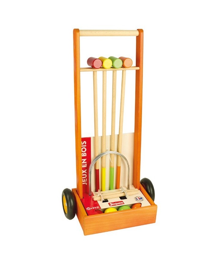 Jeu de croquet en bois - 4 joueurs - chariot en bois