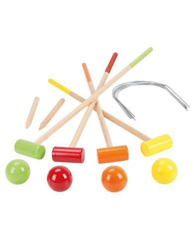 Jeu de croquet en bois - 4 joueurs - chariot en bois