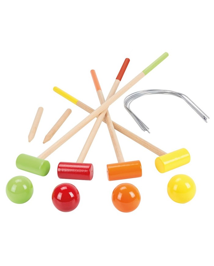 Jeu de croquet en bois - 4 joueurs - chariot en bois