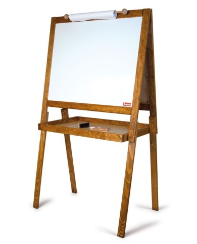 Grand tableau dessin des écoliers en bois teinté chêne