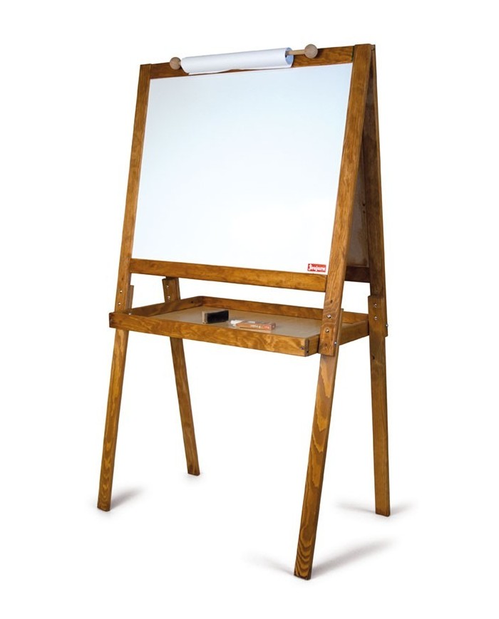 Grand tableau dessin des écoliers en bois teinté chêne