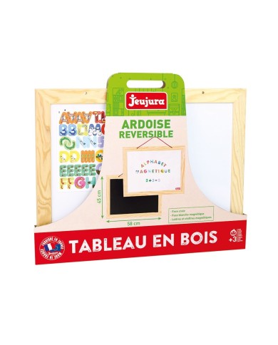 Ardoise en bois - abc et chiffres - 58 x 45 cm