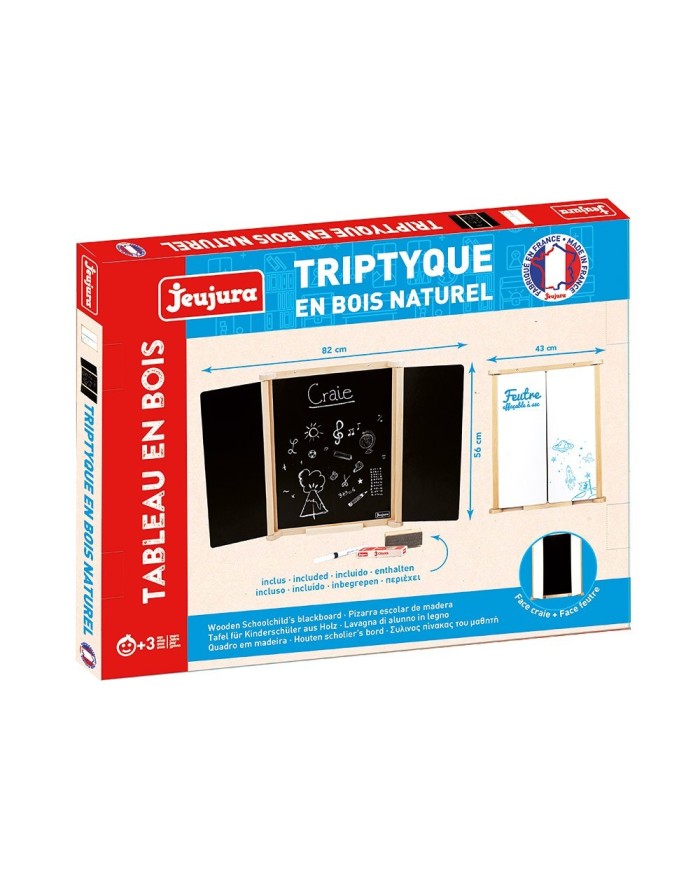 Tableau triptyque en bois naturel