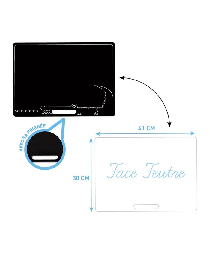 Ardoise réversible crocodile - 41 x 30 cm