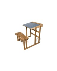 Bureau d'écolier en bois   - teinté chêne - avec ardoise réversible Bureau d'écolier en bois   - teinté chêne - avec ardoise réversible