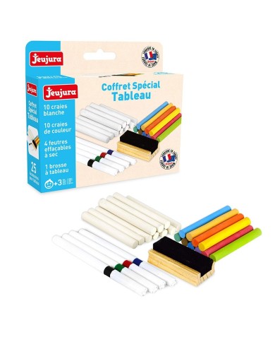 Coffret spécial tableau : craies, feutres, brosse à tableau Coffret spécial tableau : craies, feutres, brosse à tableau