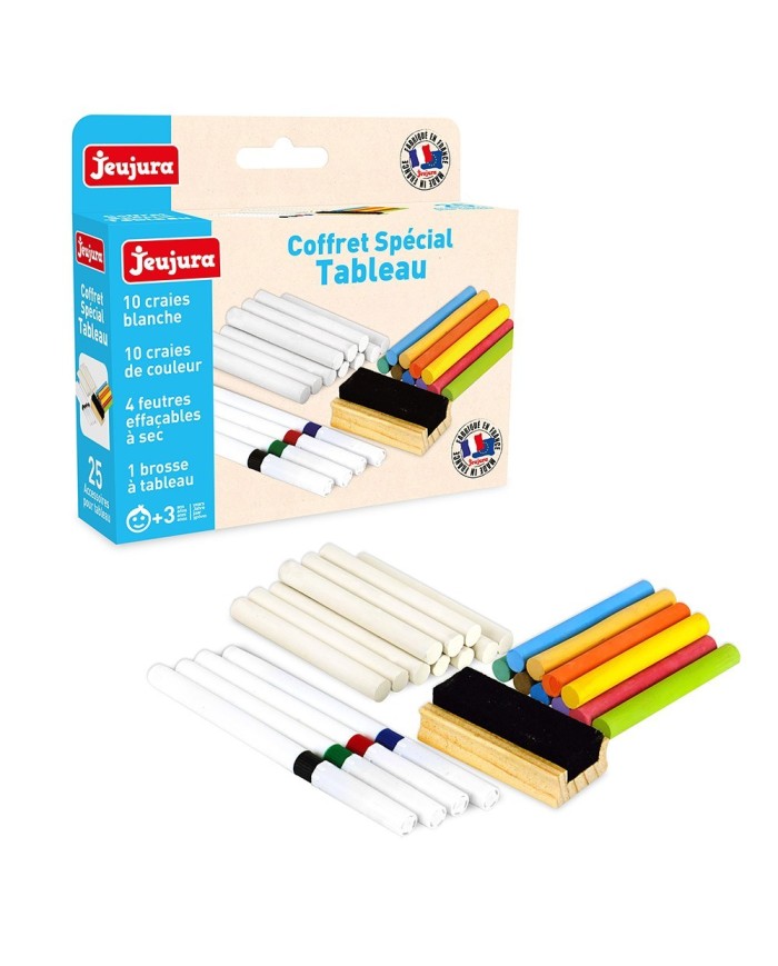 Coffret spécial tableau : craies, feutres, brosse à tableau Coffret spécial tableau : craies, feutres, brosse à tableau