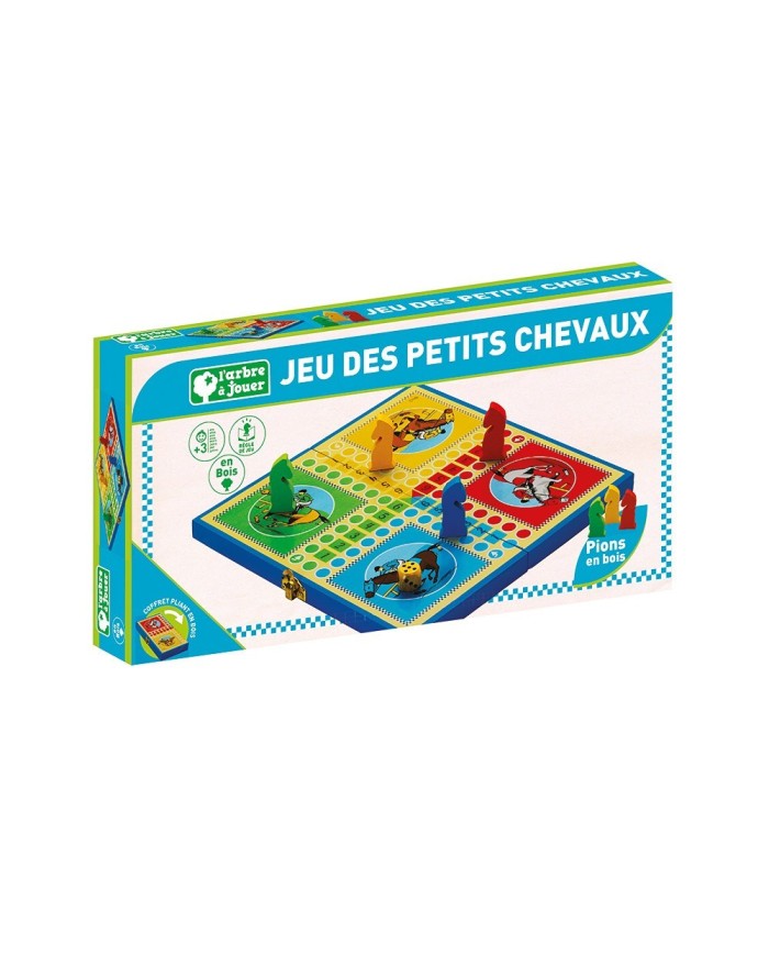 Jeu des petits chevaux - coffret en bois