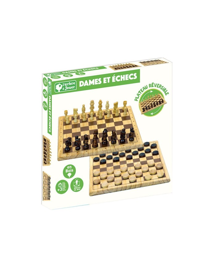 Jeux de dames et d'échecs en bois
