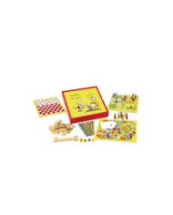 Coffret bois 100 jeux acidulé - jeu de l’oie, jeu de dames, mikado... Coffret bois 100 jeux acidulé - jeu de l’oie, jeu de dames, mikado...