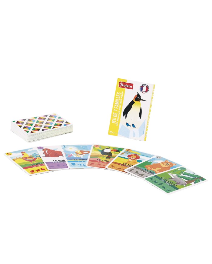 coffret 3 jeux de cartes : 54 cartes - 7 famille - memo