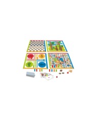 coffret "4 jeux" de societe et jeu de cartes - pions en bois coffret "4 jeux" de societe et jeu de cartes - pions en bois