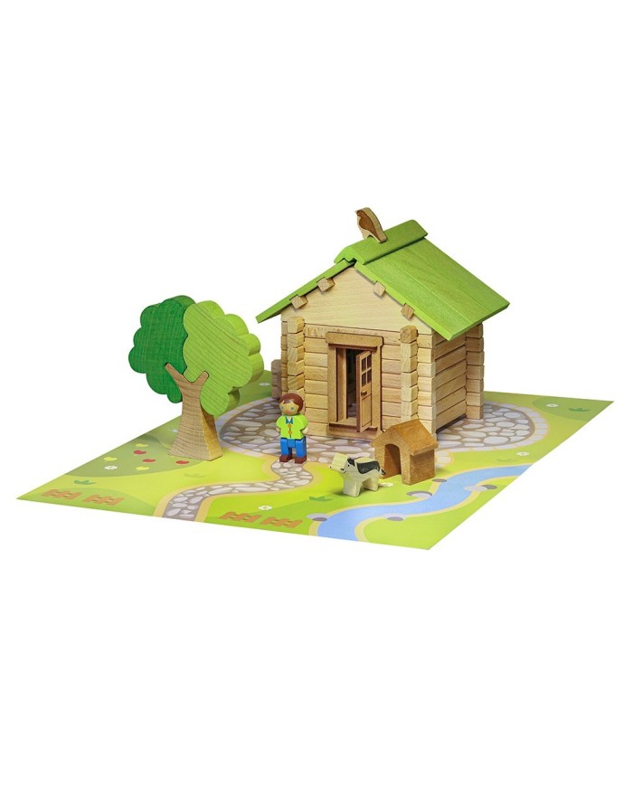 Maisonnette en bois - 85 pieces - jeujura - jouet en bois