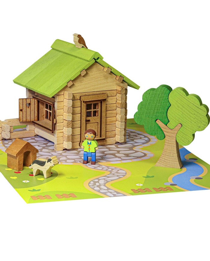 Maisonnette en bois - 85 pieces - jeujura - jouet en bois