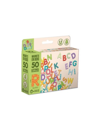 Magnets bois 50 lettres majuscules Magnets bois 50 lettres majuscules