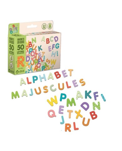 Magnets bois 50 lettres majuscules