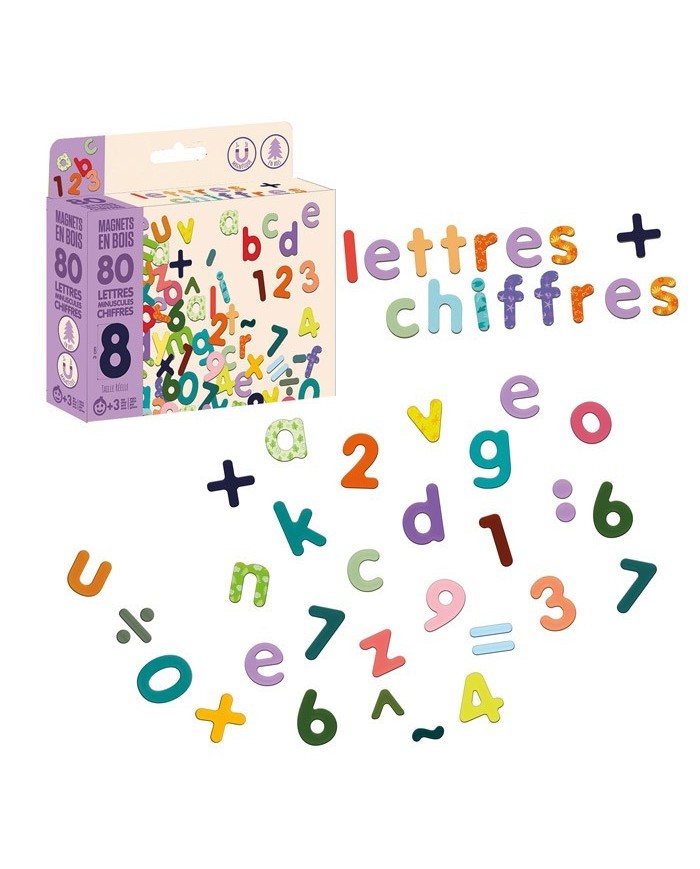 Magnets bois 80 lettres minuscules et chiffres Magnets bois 80 lettres minuscules et chiffres