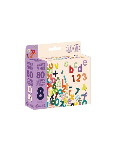 Magnets bois 80 lettres minuscules et chiffres