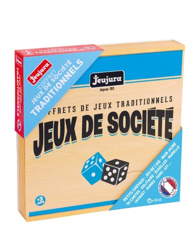 COFFRET EN BOIS DE JEUX DE SOCIETE TRADITIONNELS