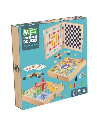 COFFRET EN BOIS 100 JEUX