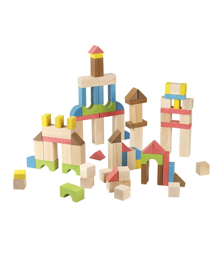 CONSTRUIRE - BLOCS DE CONSTRUCTION - 80 PIECES EN BOIS