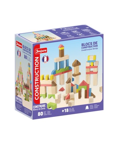CONSTRUIRE - BLOCS DE CONSTRUCTION - 80 PIECES EN BOIS