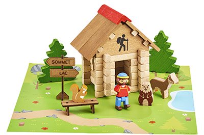 Chalet à Peindre", un kit de 85 pièces en bois  pour personnaliser leur création avec la palette de peinture.